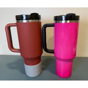Lot of 2 Stanley Adventure Quencher H2.0 Tumblers 40oz Electric Pink Terracotta